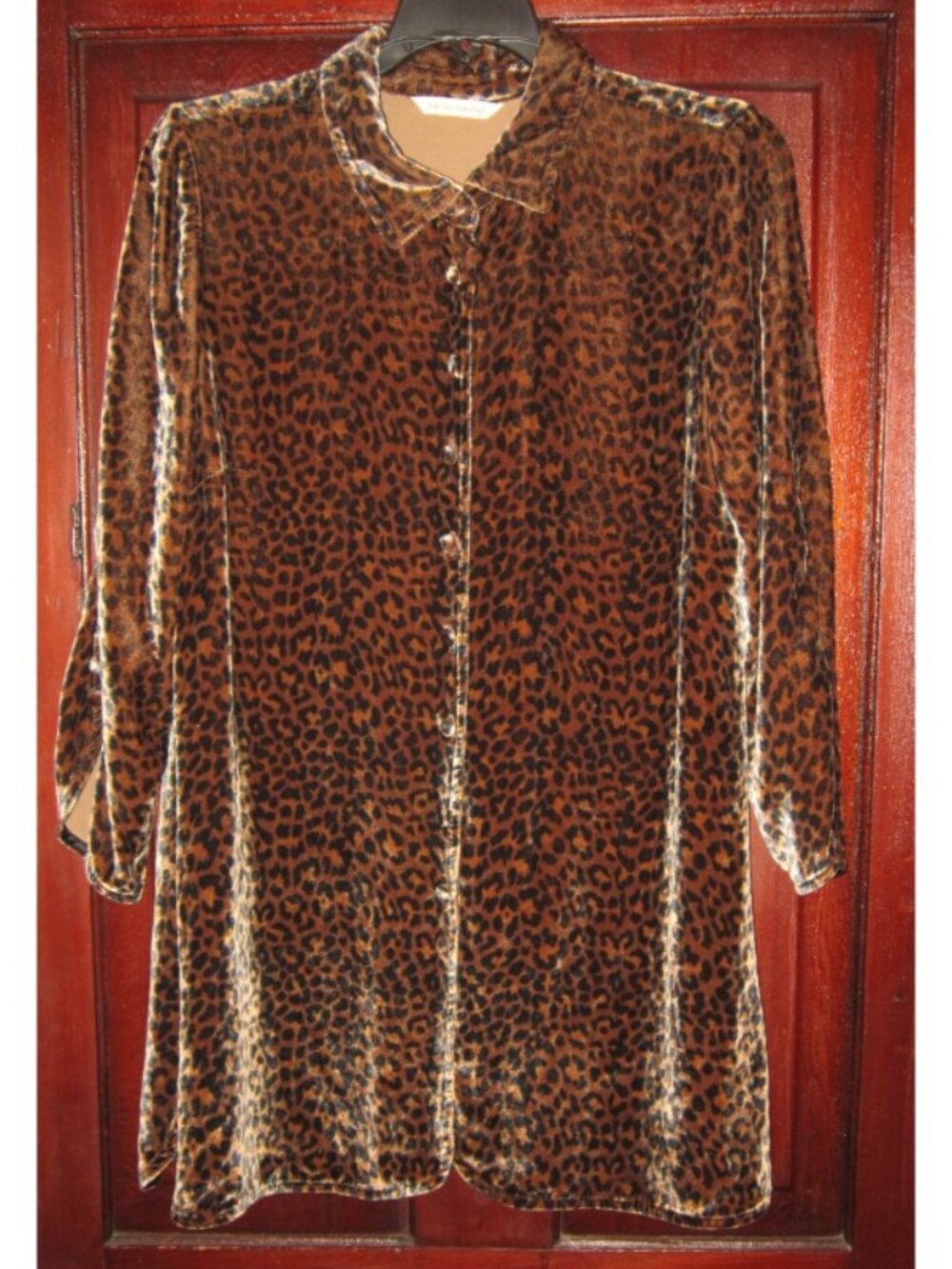 Soft Surroundings XS Icon Poets Tunic Blouse Top Shirt Silk Velvet Animal Print